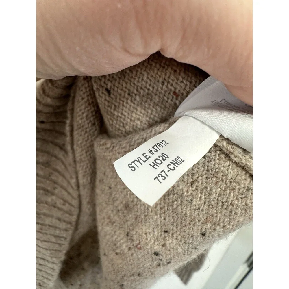 JCrew Mens L Merino Wool Blend Donegal Fleck Half Zip Sweater Beige Brown J7612